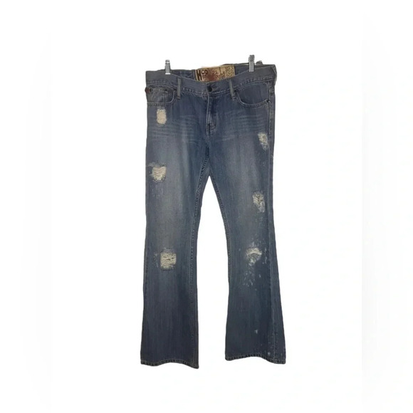 Hollister Low-Rise Y2K Denim Distressed Flare 9 - Picture 1 of 4